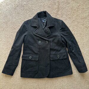GAP Pea Coat Womens Medium Wool Blend Notch Dark Grey